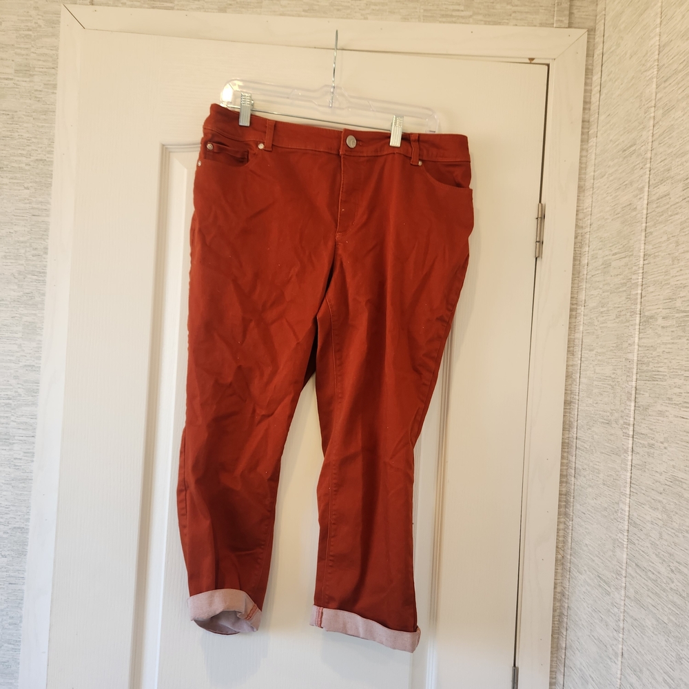 Cato Rust Orange Crop Jeans Size 12 Euc